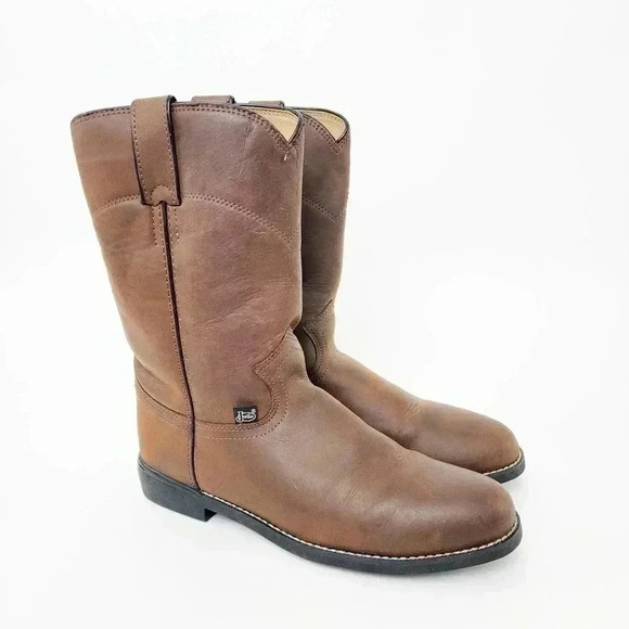 Justin Crazy Cow Basic Roper Cowboy Boots - 8.5 - Picture 2 of 10